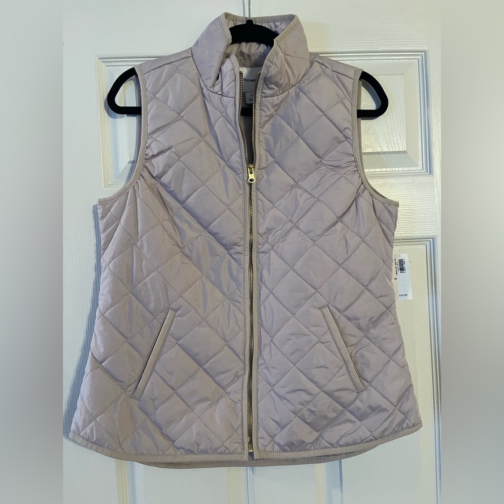 NWT Old Navy Blush Pink & Gold Zip Up Vest